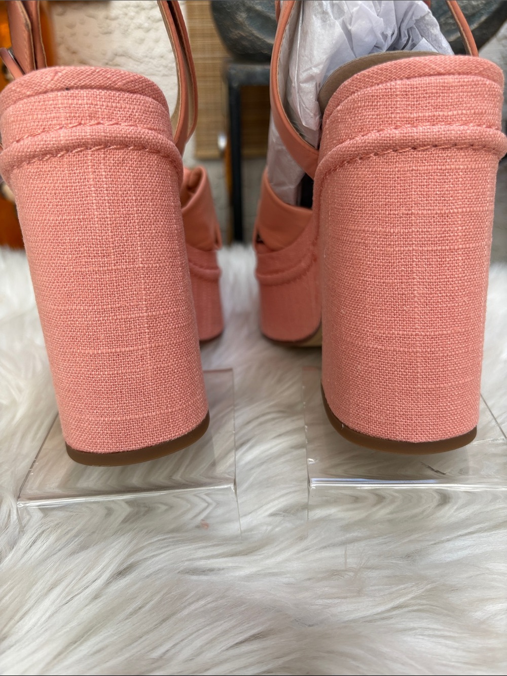 Platform Ankle-Strap Sandal in Coral Pink - Picture 3 of 4